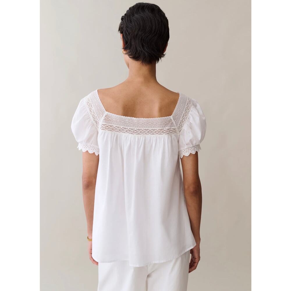 Few Moda sorella Lilibeth Cotton Top white $172 Sz L - Picture 5 of 6